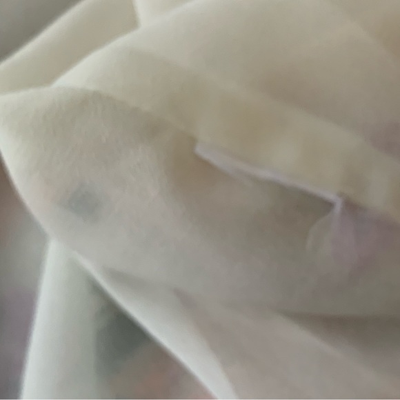 ENTRO Floral Blouse Large Cream Lavender Orange Smocked Semi-Sheer Boho - Picture 12 of 12